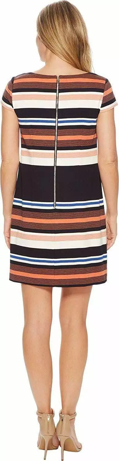 Adrianna Papell - AP1D102296 Striped Bateau A-Line Dress 3 Adrianna Papell - AP1D102296 Striped Bateau A-Line Dress - Image 3