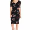 Adrianna Papell - AP1D102954 Floral Embroidered V-neck Sheath Dress