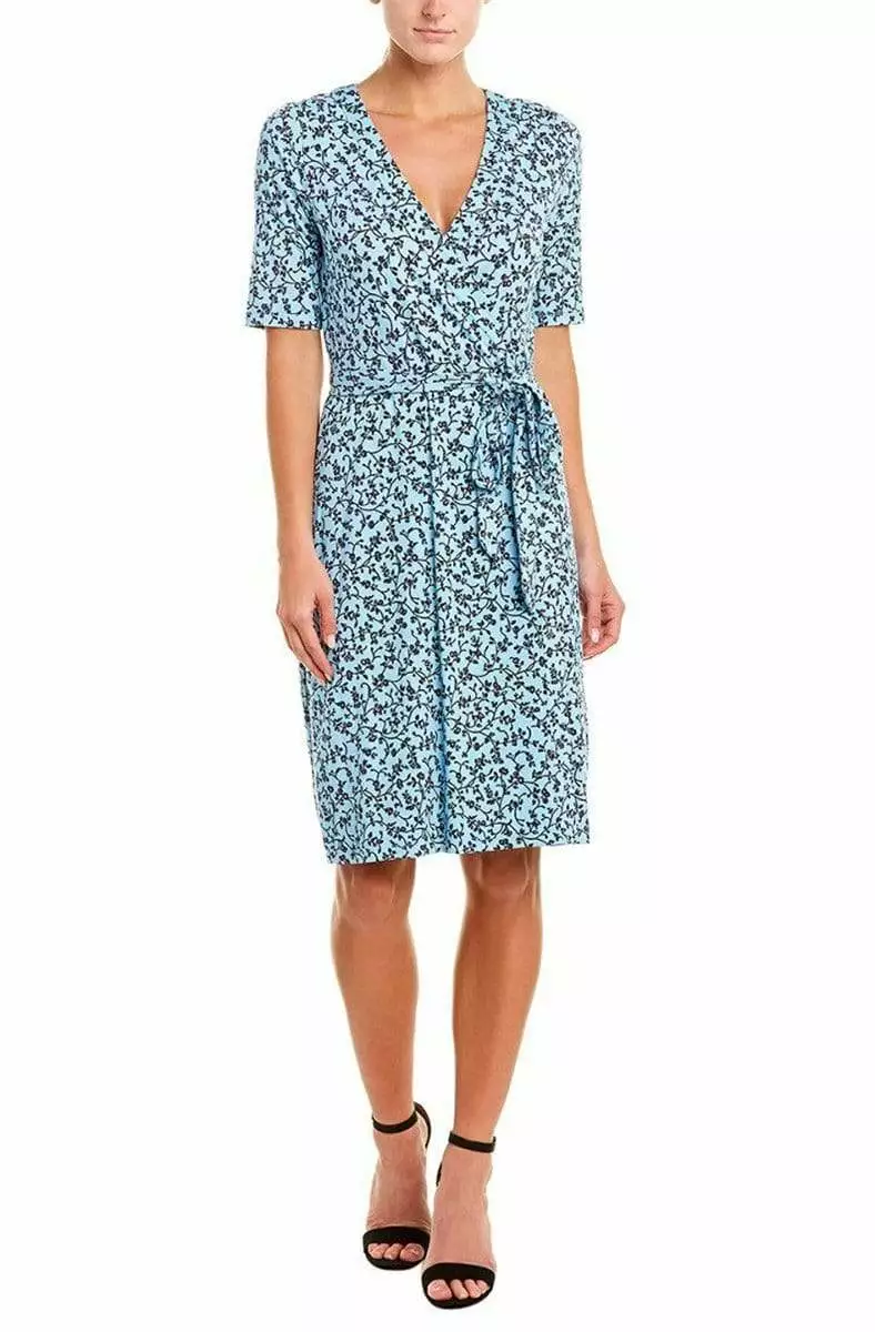 Adrianna Papell - AP1D103458 Floral Print V-neck Wrap Sheath Dress 1 Adrianna Papell - AP1D103458 Floral Print V-neck Wrap Sheath Dress