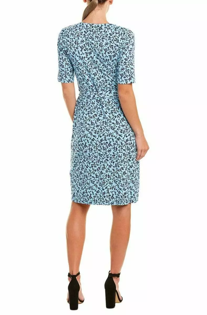 Adrianna Papell - AP1D103458 Floral Print V-neck Wrap Sheath Dress 2 Adrianna Papell - AP1D103458 Floral Print V-neck Wrap Sheath Dress - Image 2
