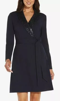 Adrianna Papell AP1D104563 - Sequin Tuxedo Short Dress -Deals Adrianna Papell Store adrianna papell ap1d104563 sequin tuxedo short dress cocktail dresses 31653015289939