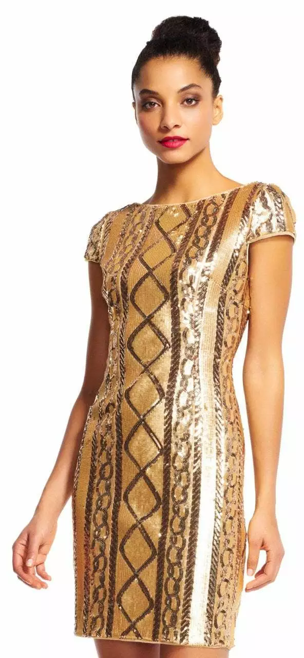 Adrianna Papell - AP1E200322 Cable Knit Sequined Dress 2 Adrianna Papell - AP1E200322 Cable Knit Sequined Dress - Image 2