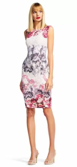 Adrianna Papell - AP1E200680 Sleeveless Floral Sheath Dress