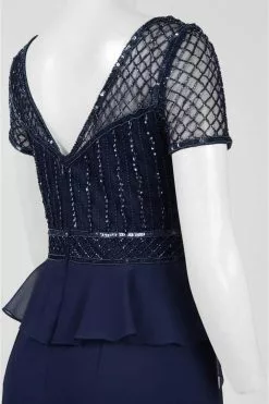 Adrianna Papell - AP1E201086 Bedazzled V-neck A-line Dress -Deals Adrianna Papell Store adrianna papell ap1e201086 bedazzled v neck a line dress special occasion dress 28841728409683