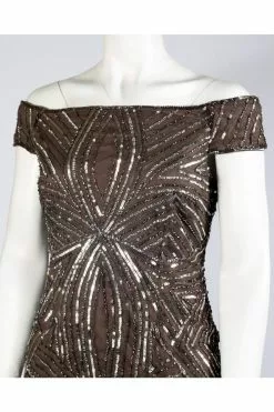 Adrianna Papell - AP1E201100 Sequined Off-Shoulder Sheath Dress -Deals Adrianna Papell Store adrianna papell ap1e201100 sequined off shoulder sheath dress special occasion dress 6922007773267