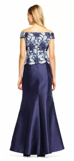 Adrianna Papell - AP1E201247 Off Shoulder Guipure Lace Mikado Gown -Deals Adrianna Papell Store adrianna papell ap1e201247 off shoulder guipure lace mikado gown special occasion dress 5446011060281