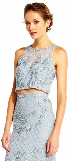 Adrianna Papell - AP1E201534 Beaded Halter Illusion Two Piece Gown 6 Adrianna Papell - AP1E201534 Beaded Halter Illusion Two Piece Gown -Deals Adrianna Papell Store adrianna papell ap1e201534 beaded halter illusion two piece gown special occasion dress 5446012928057