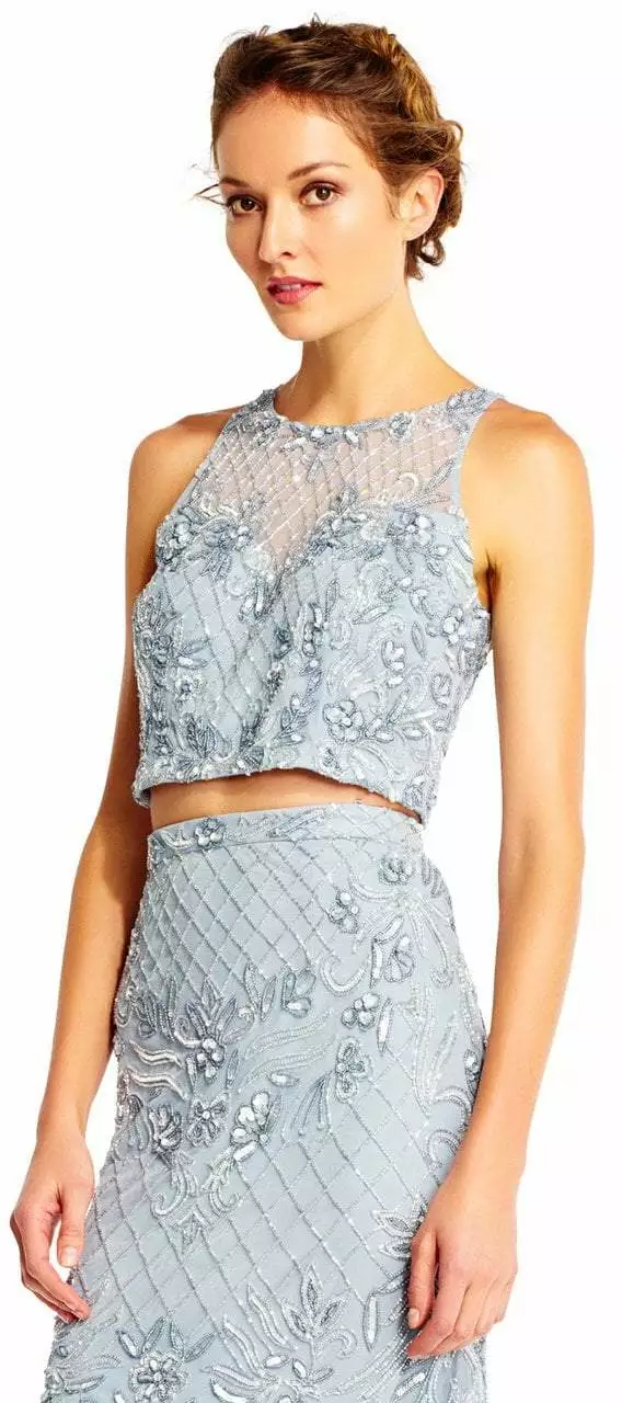 Adrianna Papell - AP1E201534 Beaded Halter Illusion Two Piece Gown 3 Adrianna Papell - AP1E201534 Beaded Halter Illusion Two Piece Gown - Image 3