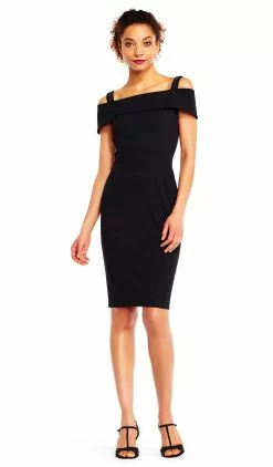 Adrianna Papell - AP1E201555 Embellished Off-shoulder Sheath Dress