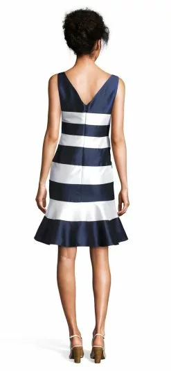 Adrianna Papell - AP1E201573 Stripe Patterned Short Dress -Deals Adrianna Papell Store adrianna papell ap1e201573 stripe patterned short dress special occasion dress 5445973147705