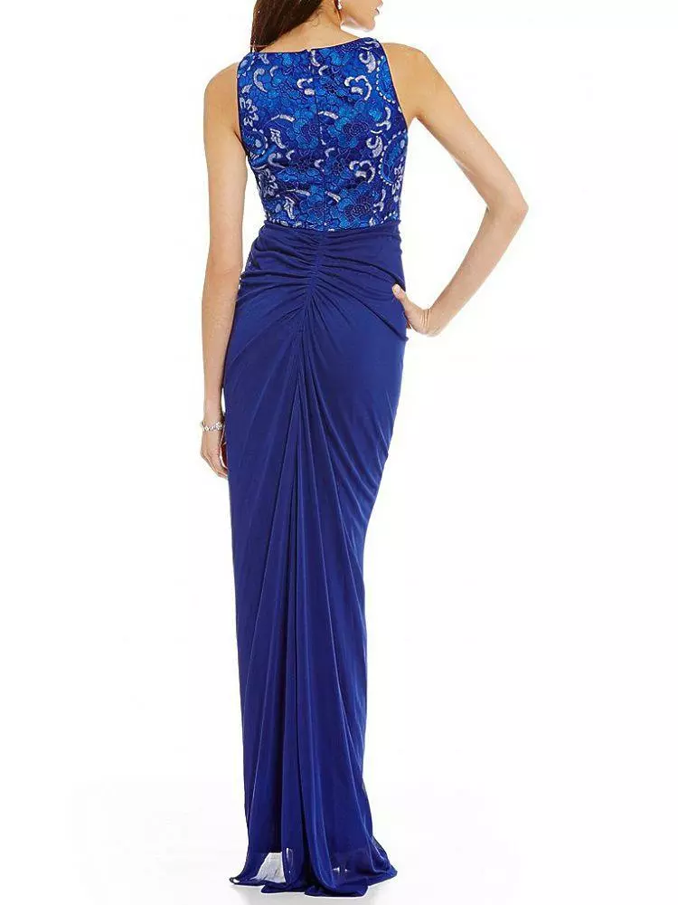 Adrianna Papell - AP1E201669 Floral Lace Bateau Jersey Sheath Dress 2 Adrianna Papell - AP1E201669 Floral Lace Bateau Jersey Sheath Dress - Image 2