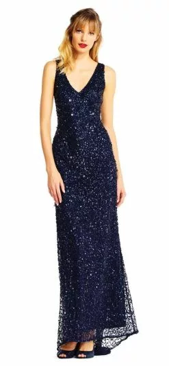 Adrianna Papell - AP1E201867 Sequin Embellished Evening Gown -Deals Adrianna Papell Store adrianna papell ap1e201867 sequin embellished evening gown special occasion dress 29040080191571