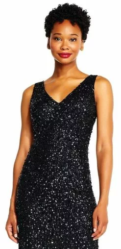 Adrianna Papell - AP1E201867 Sequin Embellished Evening Gown -Deals Adrianna Papell Store adrianna papell ap1e201867 sequin embellished evening gown special occasion dress 5625278136377