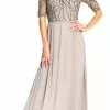 Adrianna Papell - AP1E202210 Elbow Sleeves Beaded Chiffon Gown
