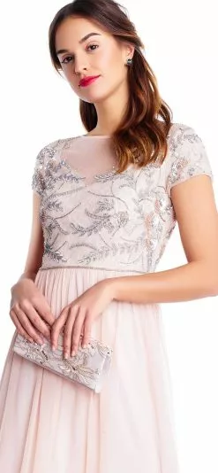 Adrianna Papell - AP1E202874 Embellished Illusion Tulle A-line Dress -Deals Adrianna Papell Store adrianna papell ap1e202874 embellished illusion tulle a line dress special occasion dress 6922010099795