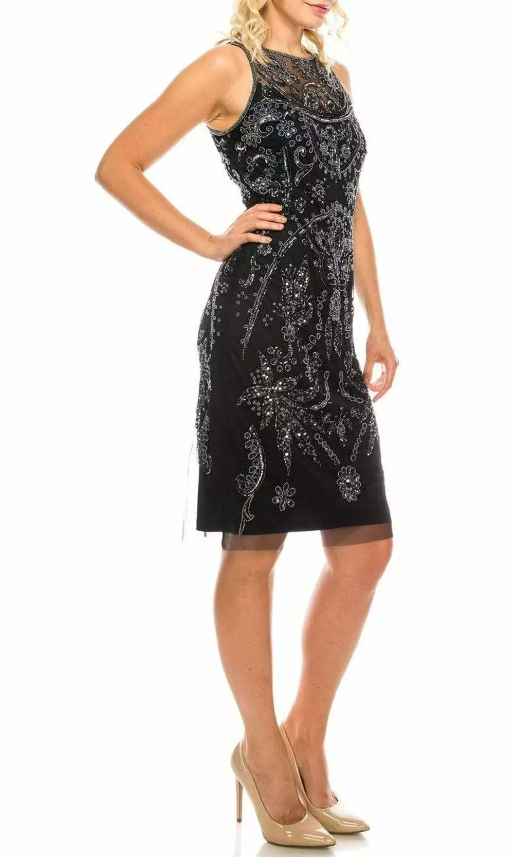 Adrianna Papell - AP1E202940 Bateau Sheath Knee-Length Dress 3 Adrianna Papell - AP1E202940 Bateau Sheath Knee-Length Dress - Image 3