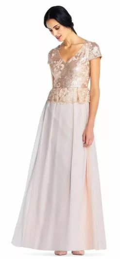 Adrianna Papell - AP1E203408 Embroidered And Sequined Chiffon Dress