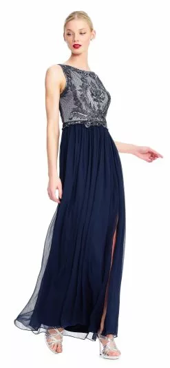 Adrianna Papell - AP1E203774 Two Tone Embellished Bateau A-line Dress -Deals Adrianna Papell Store adrianna papell ap1e203774 two tone embellished bateau a line dress special occasion dress 6921915465811