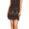 Adrianna Papell - AP1E203885 Bedazzled Bateau Mesh Sheath Dress
