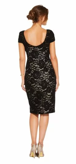 Adrianna Papell - AP1E204098 Floral Lace Cap Sleeve Sheath Dress -Deals Adrianna Papell Store adrianna papell ap1e204098 floral lace cap sleeve sheath dress special occasion dress 6918646399059