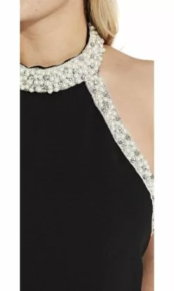 Adrianna Papell - AP1E204372 Pearl Beaded High Halter Jumpsuit -Deals Adrianna Papell Store adrianna papell ap1e204372 pearl beaded high halter jumpsuit evening dresses 14846414585939