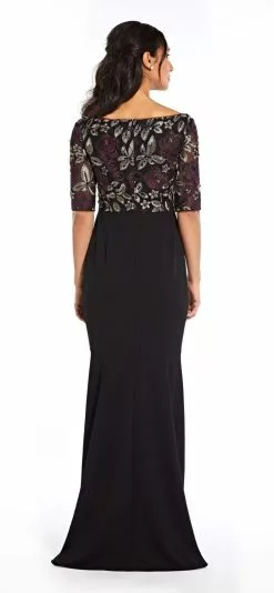 Adrianna Papell - AP1E204611 Floral V-Neck High Low Dress -Deals Adrianna Papell Store adrianna papell ap1e204611 floral v neck high low dress mother of the bride dresses 12500109787219