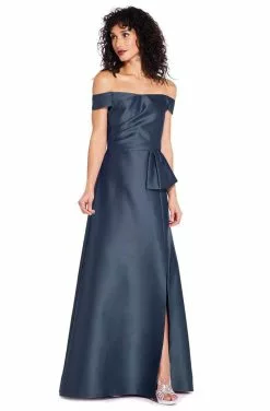 Adrianna Papell - AP1E205108 Off-Shoulder Pleated Mikado A-line Dress -Deals Adrianna Papell Store adrianna papell ap1e205108 off shoulder pleated mikado a line dress evening dresses 14220320440403