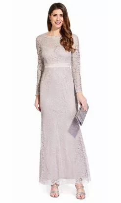 Adrianna Papell - AP1E205128 Lace Long Sleeve Fitted Dress -Deals Adrianna Papell Store adrianna papell ap1e205128 lace long sleeve fitted dress mother of the bride dresses 28862054203475