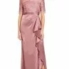 Adrianna Papell - AP1E205141 Embroidered Bateau Satin Sheath Dress