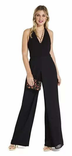 Adrianna Papell - AP1E205170 Sleeveless Halter V-neck Jumpsuit