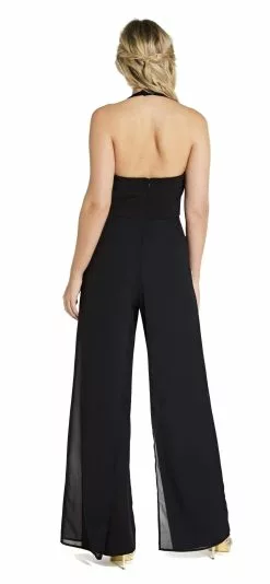 Adrianna Papell - AP1E205170 Sleeveless Halter V-neck Jumpsuit -Deals Adrianna Papell Store adrianna papell ap1e205170 sleeveless halter v neck jumpsuit special occasion dress 28427793367123