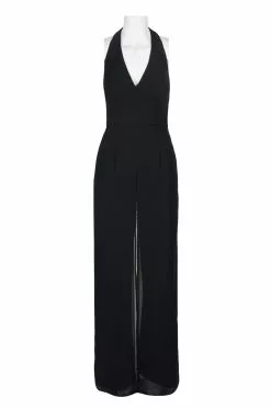 Adrianna Papell - AP1E205170 Sleeveless Halter V-neck Jumpsuit -Deals Adrianna Papell Store adrianna papell ap1e205170 sleeveless halter v neck jumpsuit special occasion dress 28427805622355