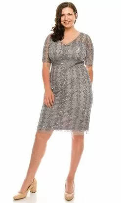 Adrianna Papell - AP1E205393 Illusion V-Neck Sheath Dress -Deals Adrianna Papell Store adrianna papell ap1e205393 illusion v neck sheath dress cocktail dresses 28655284322387