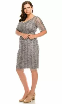 Adrianna Papell - AP1E205393 Illusion V-Neck Sheath Dress -Deals Adrianna Papell Store adrianna papell ap1e205393 illusion v neck sheath dress cocktail dresses 28799575687251