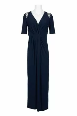 Adrianna Papell - AP1E205409 Embellished V-neck Jersey Sheath Dress -Deals Adrianna Papell Store adrianna papell ap1e205409 embellished v neck jersey sheath dress mother of the bride dresses 12165130190931