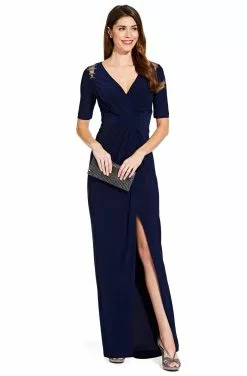 Adrianna Papell - AP1E205409 Embellished V-neck Jersey Sheath Dress -Deals Adrianna Papell Store adrianna papell ap1e205409 embellished v neck jersey sheath dress mother of the bride dresses 14220451807315
