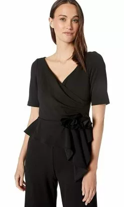 Adrianna Papell - AP1E205587 Short Sleeve V Neck Jumpsuit -Deals Adrianna Papell Store adrianna papell ap1e205587 short sleeve v neck jumpsuit evening dresses 28145968447571