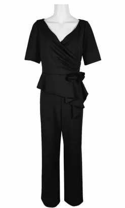 Adrianna Papell - AP1E205587 Short Sleeve V Neck Jumpsuit -Deals Adrianna Papell Store adrianna papell ap1e205587 short sleeve v neck jumpsuit evening dresses 28835033940051