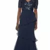 Adrianna Papell - AP1E205623 Embroidered V-Neck Tiered Sheath Dress