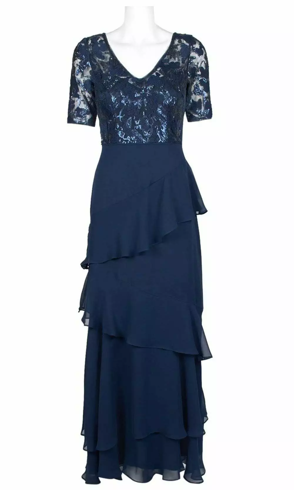 Adrianna Papell - AP1E205623 Embroidered V-Neck Tiered Sheath Dress 4 Adrianna Papell - AP1E205623 Embroidered V-Neck Tiered Sheath Dress - Image 4