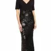 Adrianna Papell - AP1E205644 Crisscross V-Neck Sequined Crepe Dress