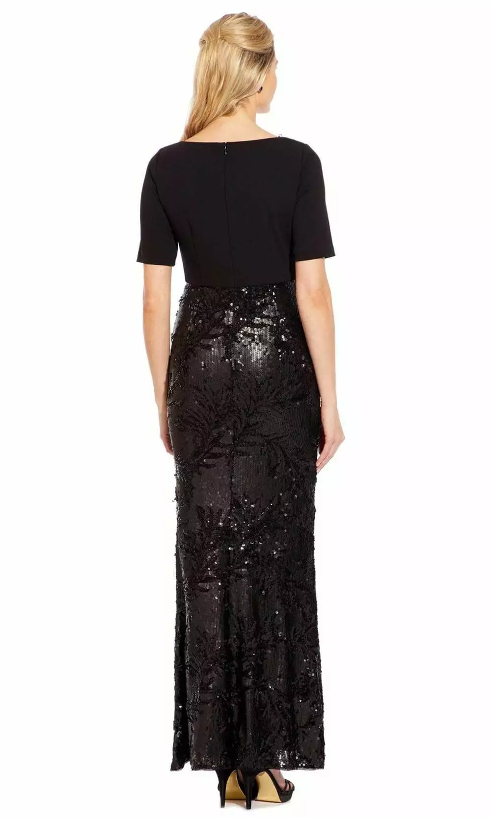 Adrianna Papell - AP1E205644 Crisscross V-Neck Sequined Crepe Dress 2 Adrianna Papell - AP1E205644 Crisscross V-Neck Sequined Crepe Dress - Image 2