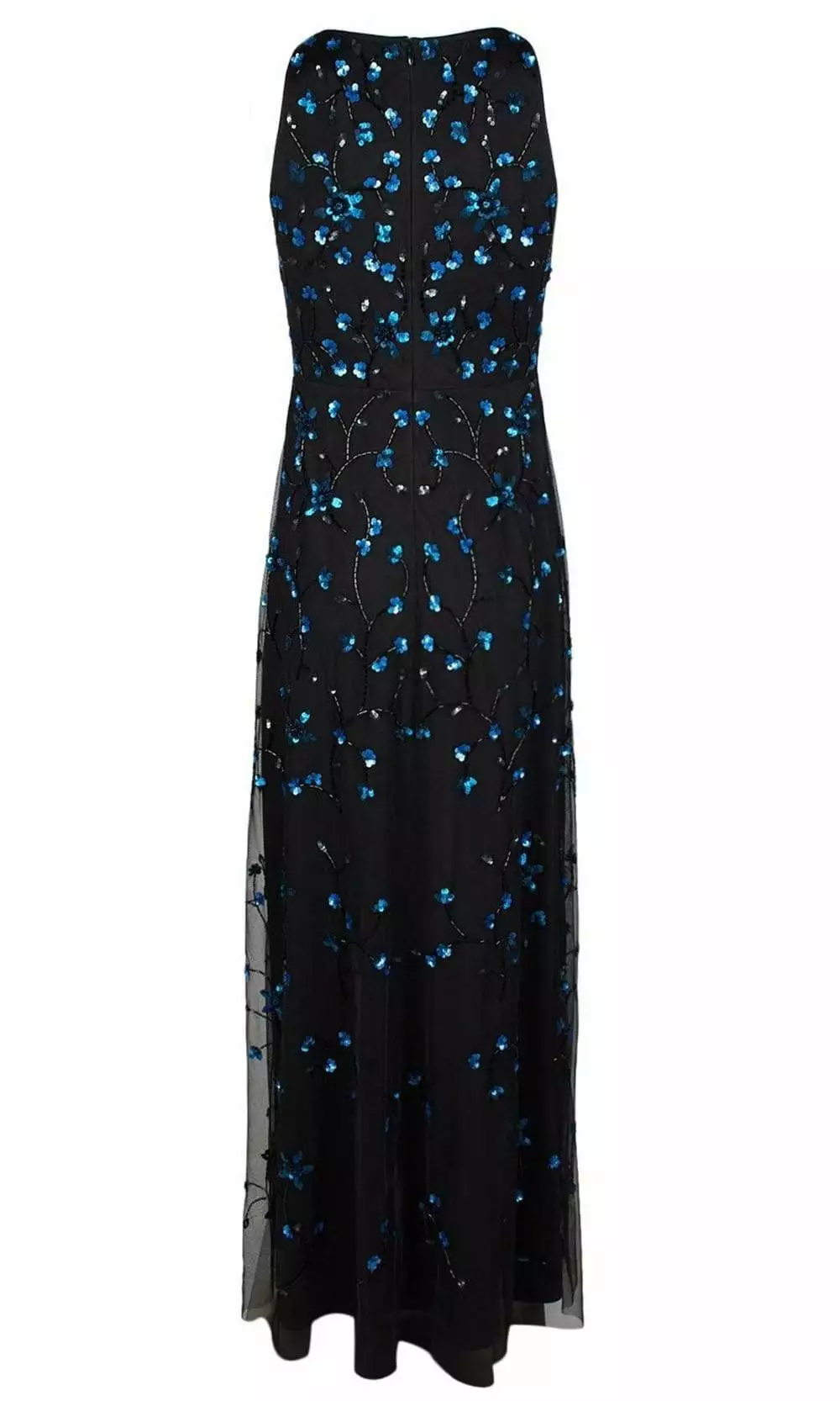 Adrianna Papell - AP1E205920 Sequined Floral Bateau Neck Mesh Dress 3 Adrianna Papell - AP1E205920 Sequined Floral Bateau Neck Mesh Dress - Image 3