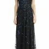 Adrianna Papell - AP1E205920 Sequined Floral Bateau Neck Mesh Dress