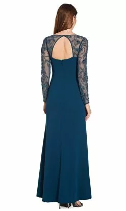Adrianna Papell - AP1E206039 Beaded Long Sleeve Square Neck Long Dress -Deals Adrianna Papell Store adrianna papell ap1e206039 beaded long sleeve square neck long dress evening dresses 28839460864083