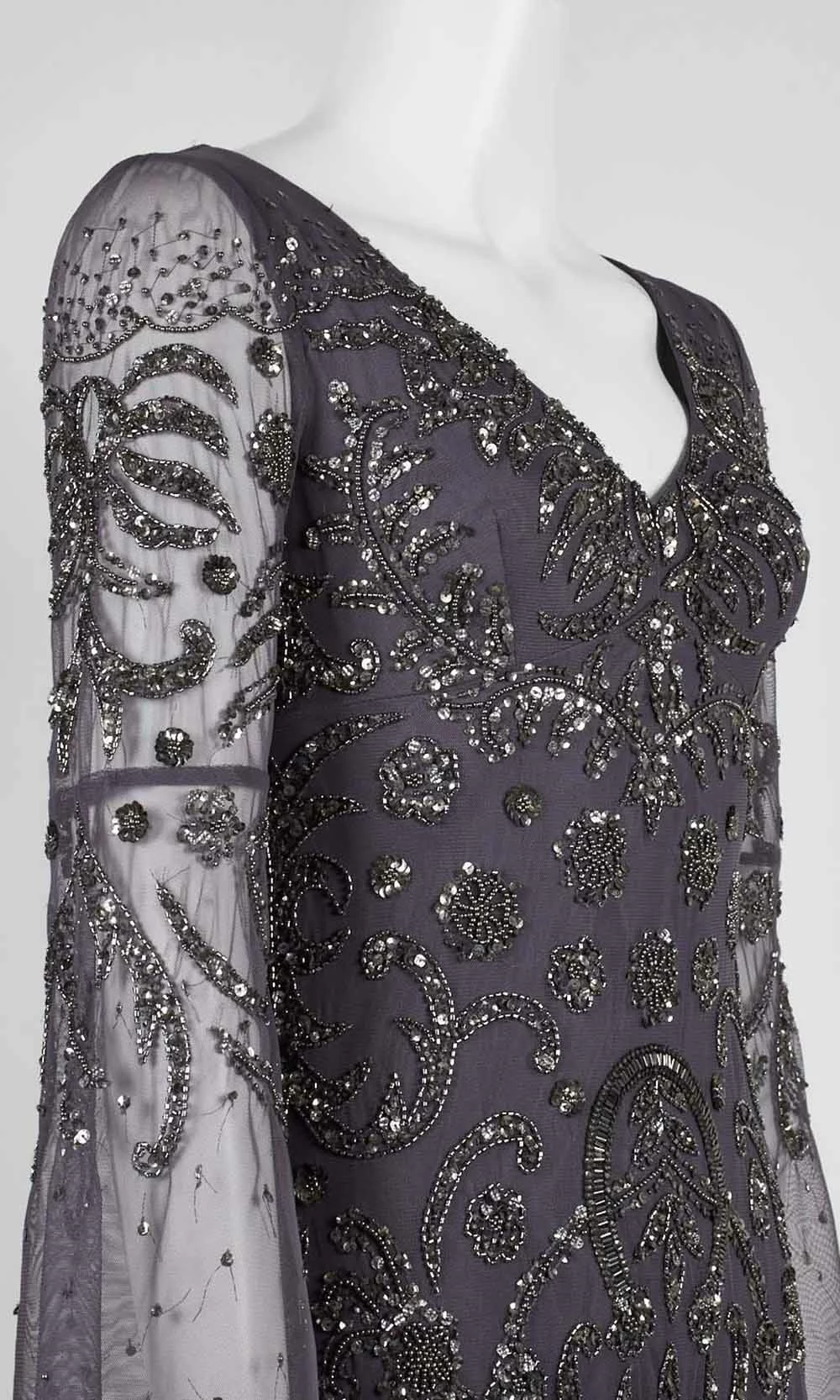 Adrianna Papell - AP1E206204 Embellished V Neck Long Sheath Dress 6 Adrianna Papell - AP1E206204 Embellished V Neck Long Sheath Dress - Image 6