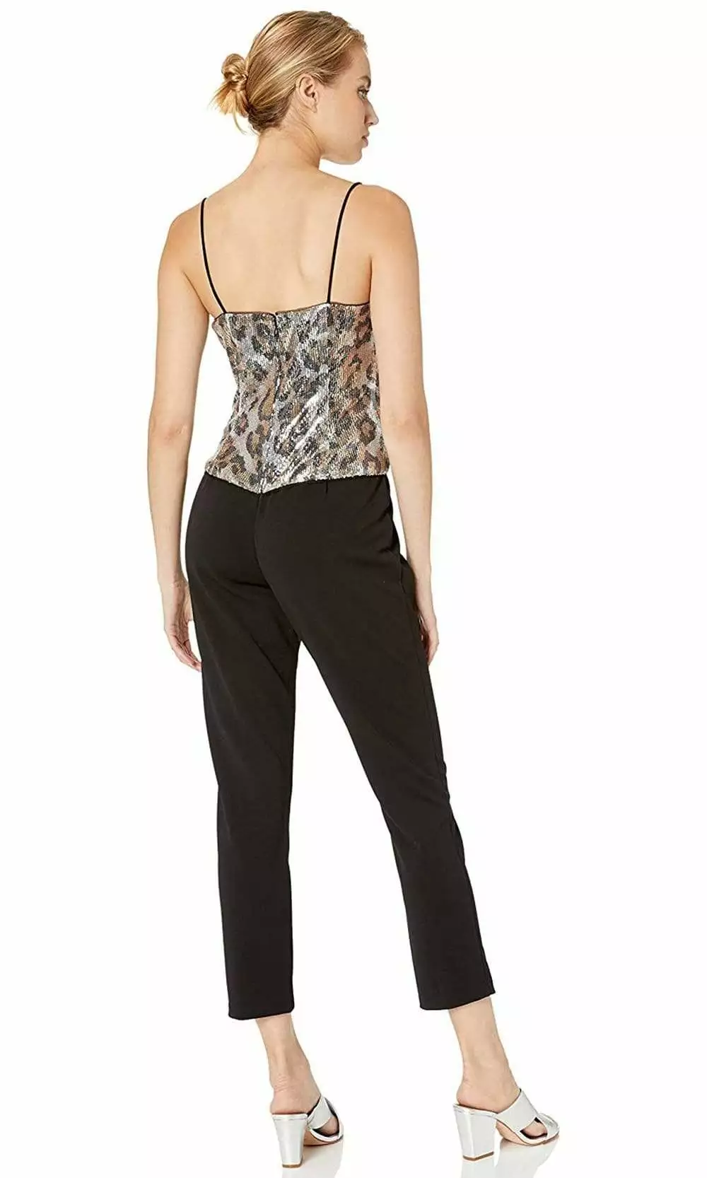 Adrianna Papell - AP1E206282 Sequined Animal Print Top Jumpsuit 2 Adrianna Papell - AP1E206282 Sequined Animal Print Top Jumpsuit - Image 2