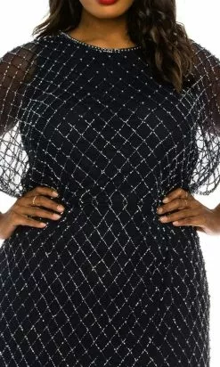 Adrianna Papell - AP1E206467W Beaded Jewel Short Sleeves Dress -Deals Adrianna Papell Store adrianna papell ap1e206467w beaded jewel short sleeves dress cocktail dresses 15594921459795