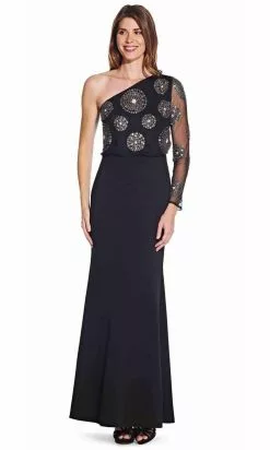 Adrianna Papell - AP1E206525 Embellished Asymmetric Trumpet Dress -Deals Adrianna Papell Store adrianna papell ap1e206525 embellished asymmetric trumpet dress evening dresses 14846780178515