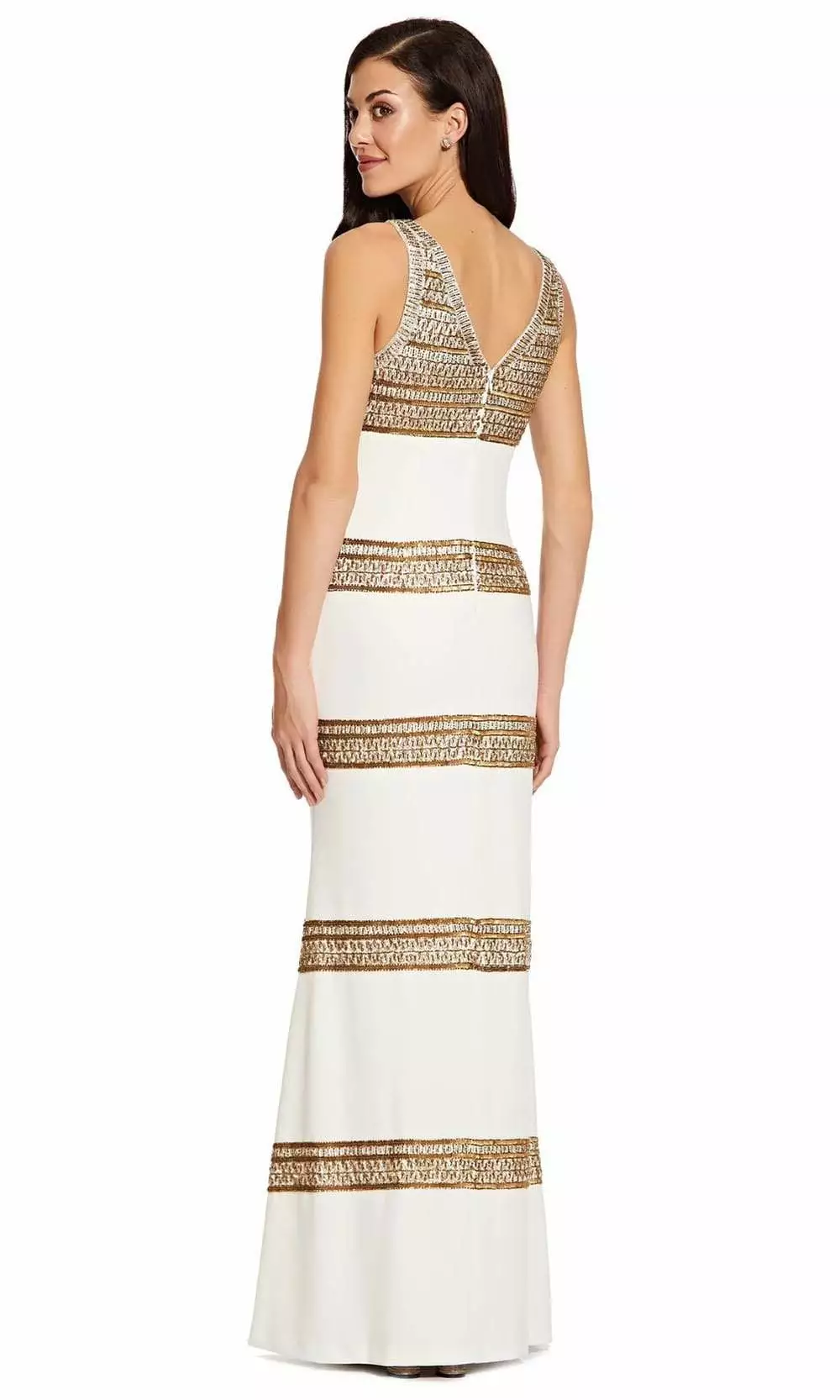 Adrianna Papell - AP1E206786 Embellished V-Neck Sheath Dress 2 Adrianna Papell - AP1E206786 Embellished V-Neck Sheath Dress - Image 2